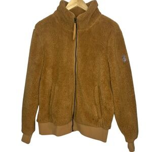 Free Country Fuzzy Fleece Jacket Full Zip Up Brown Women's Cozy Warm Sz L